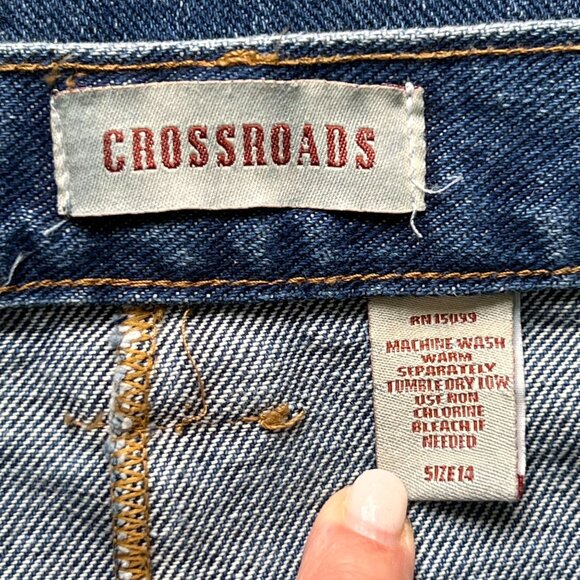 Vtg NWT Sears Crossroads Denim Midi Skirt 14 Retro Slit Pockets USA Belt Loop - Picture 12 of 12